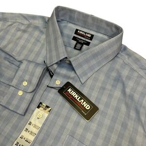 Kirkland Dress Shirt Mens 20 36/37 Tailored Fit Blue Long Sleeve New with Tags